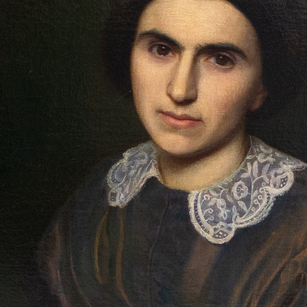 "Ritratto di Nobile Signora", olio su tela, Epoca XIX secolo-photo-2