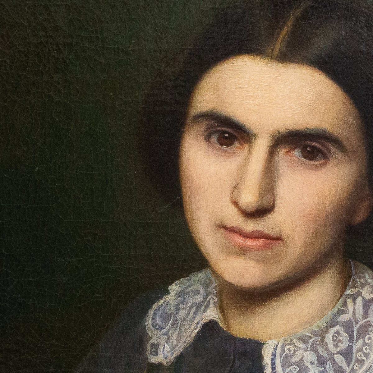 "Ritratto di Nobile Signora", olio su tela, Epoca XIX secolo-photo-3