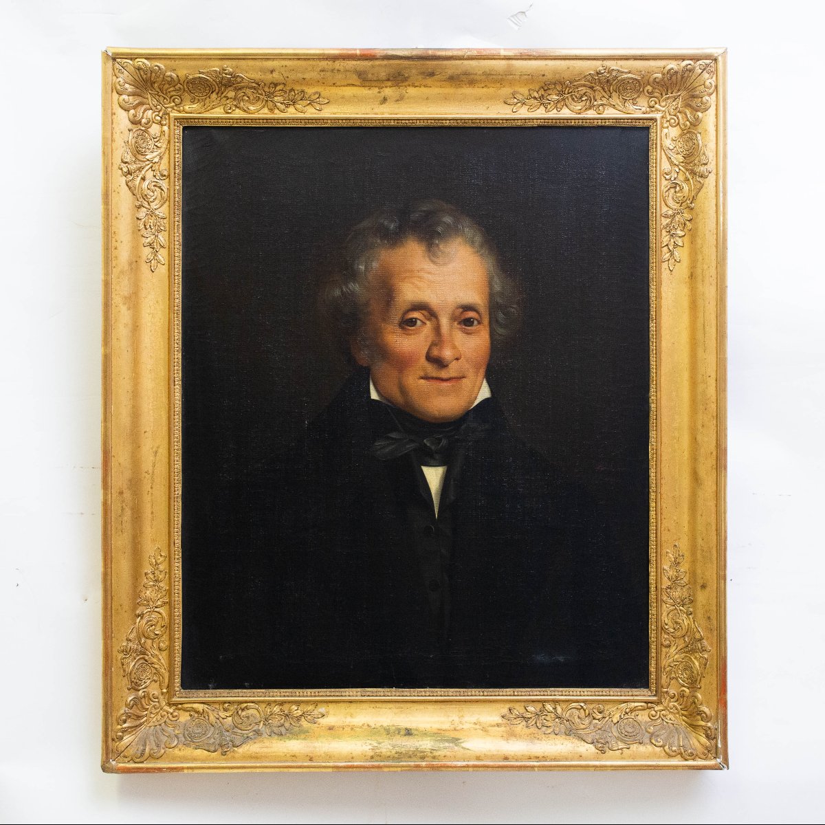 "Ritratto di Gentiluomo Borghese", olio su tela, Epoca XIX Secolo-photo-2