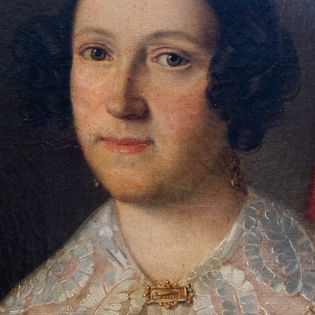 "Dama con merletto", olio su tela, Epoca '800-photo-5