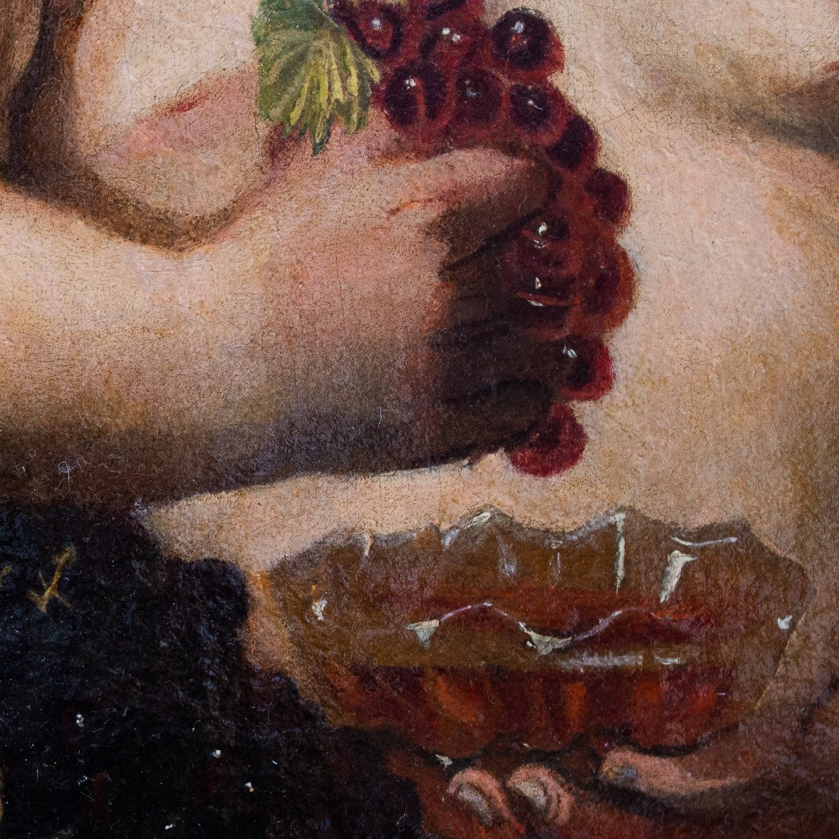 "Bacchino con Grappolo d’Uva", olio su tela, Epoca '600-photo-3