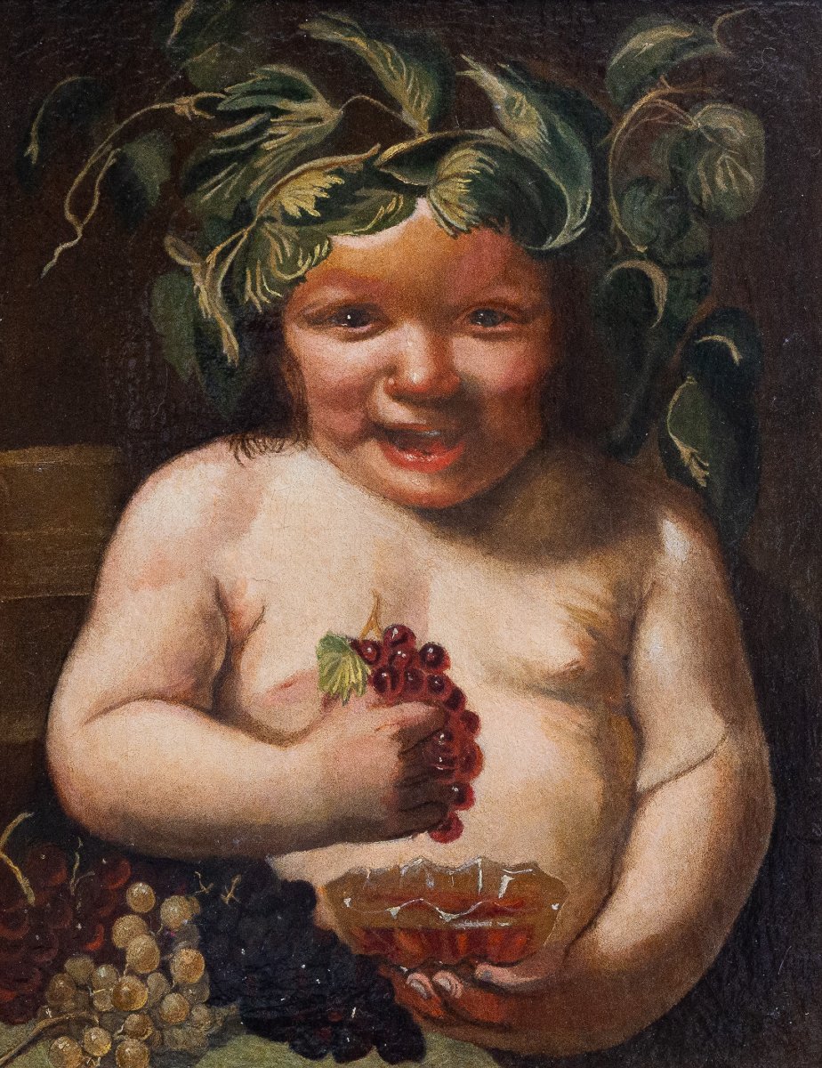 "Bacchino con Grappolo d’Uva", olio su tela, Epoca '600-photo-1