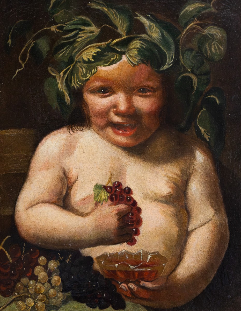 "Bacchino con Grappolo d’Uva", olio su tela, Epoca '600