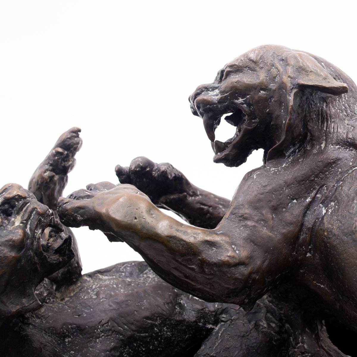 Antonio Ligabue, "Animali in lotta" scultura in bronzo, Anni '40-photo-2