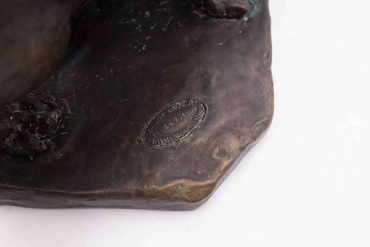 Antonio Ligabue, "Animali in lotta" scultura in bronzo, Anni '40-photo-4