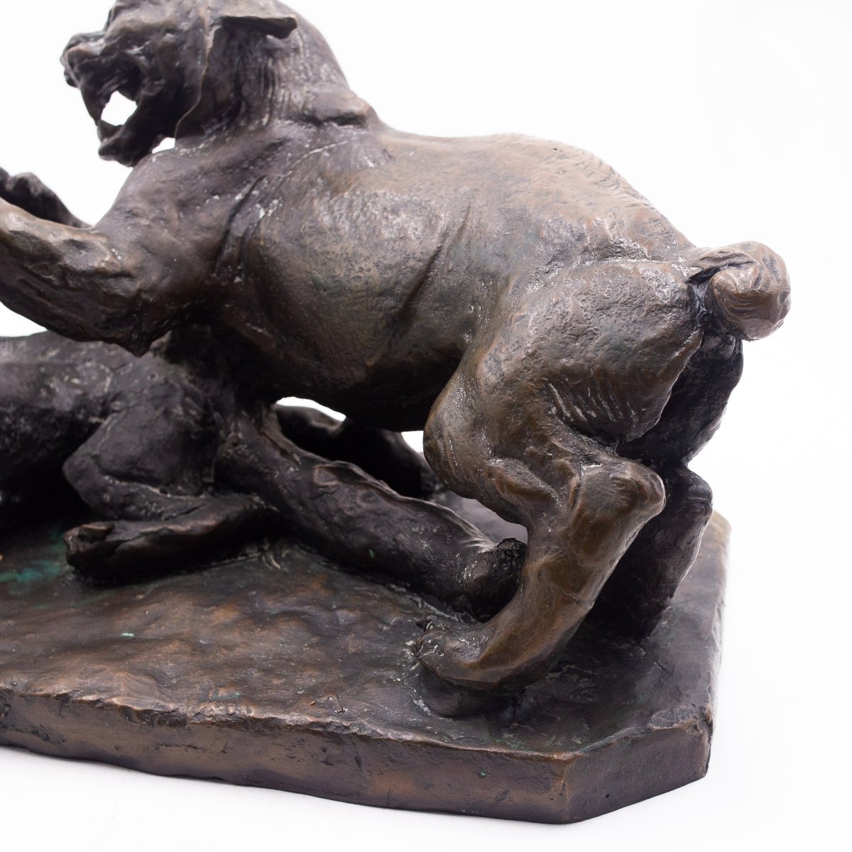 Antonio Ligabue, "Animali in lotta" scultura in bronzo, Anni '40-photo-1