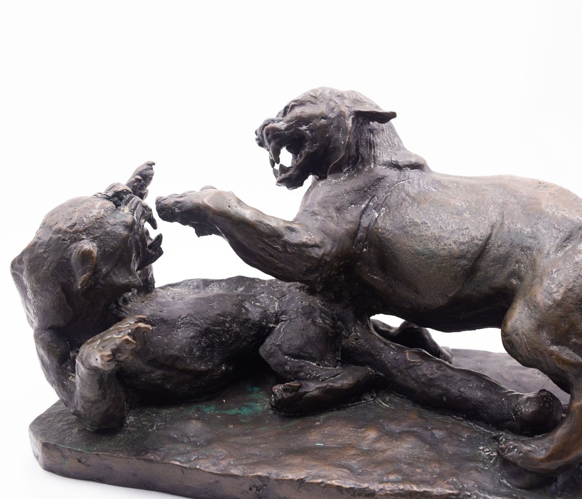 Antonio Ligabue, "Animali in lotta" scultura in bronzo, Anni '40-photo-4