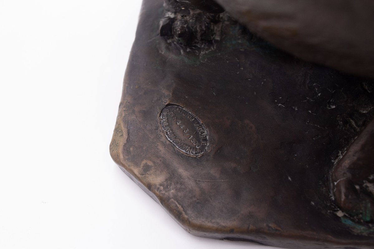 Antonio Ligabue, "Animali in lotta" scultura in bronzo, Anni '40-photo-8