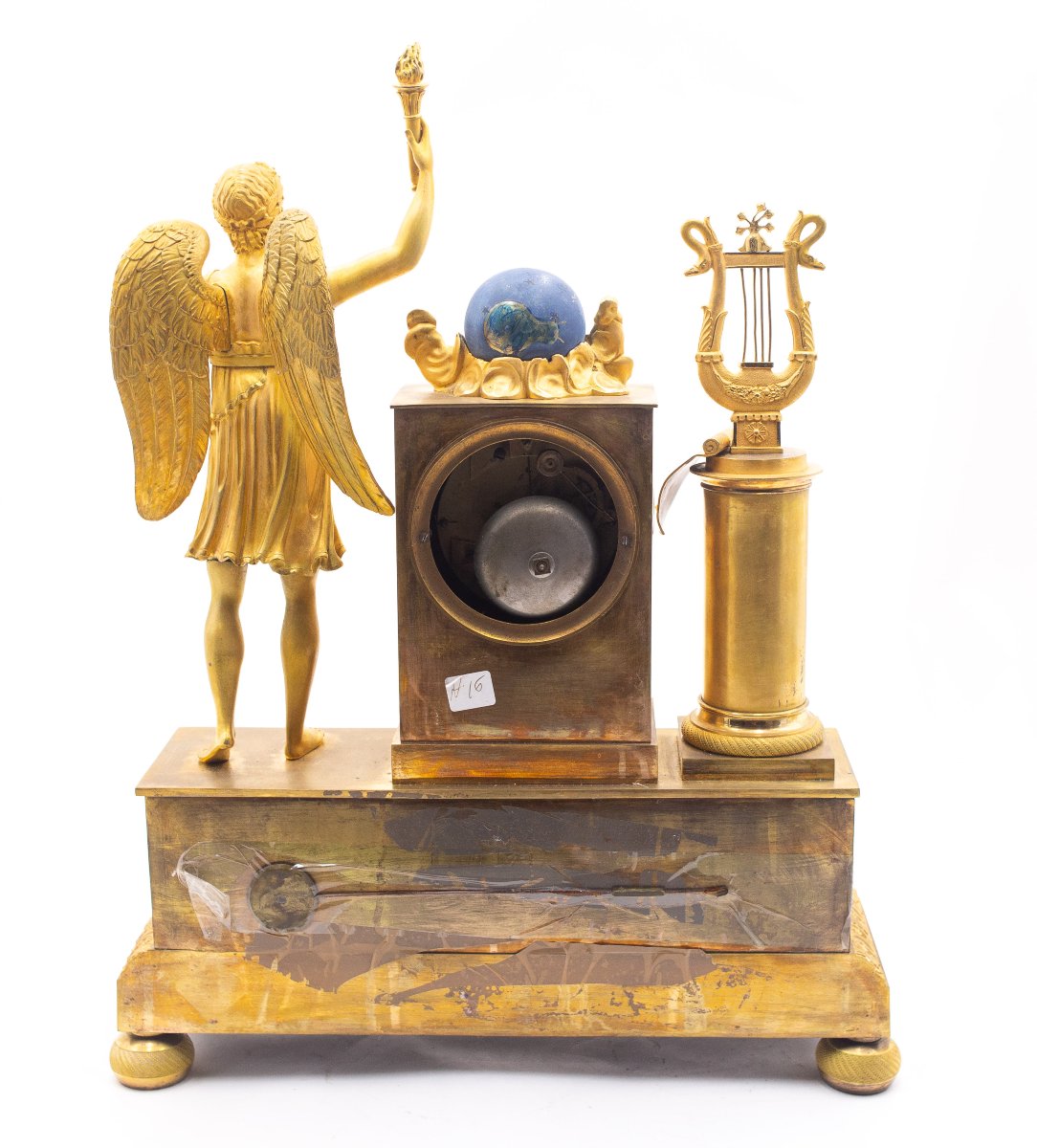 Orologio da tavolo in bronzo dorato, Impero, Epoca XIX Secolo-photo-2