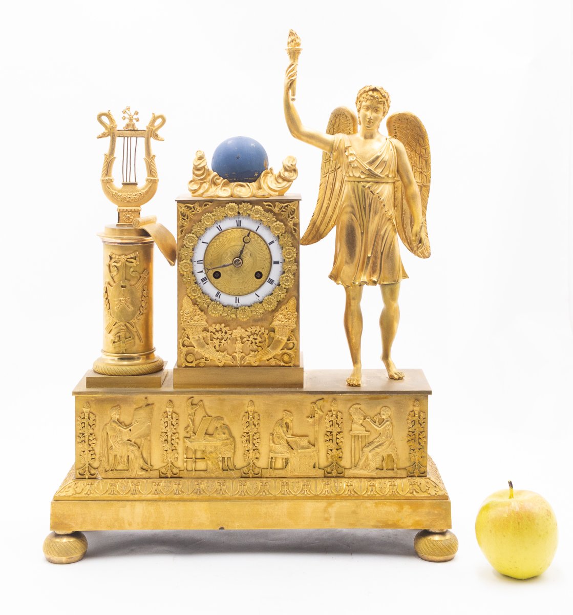 Orologio da tavolo in bronzo dorato, Impero, Epoca XIX Secolo-photo-4