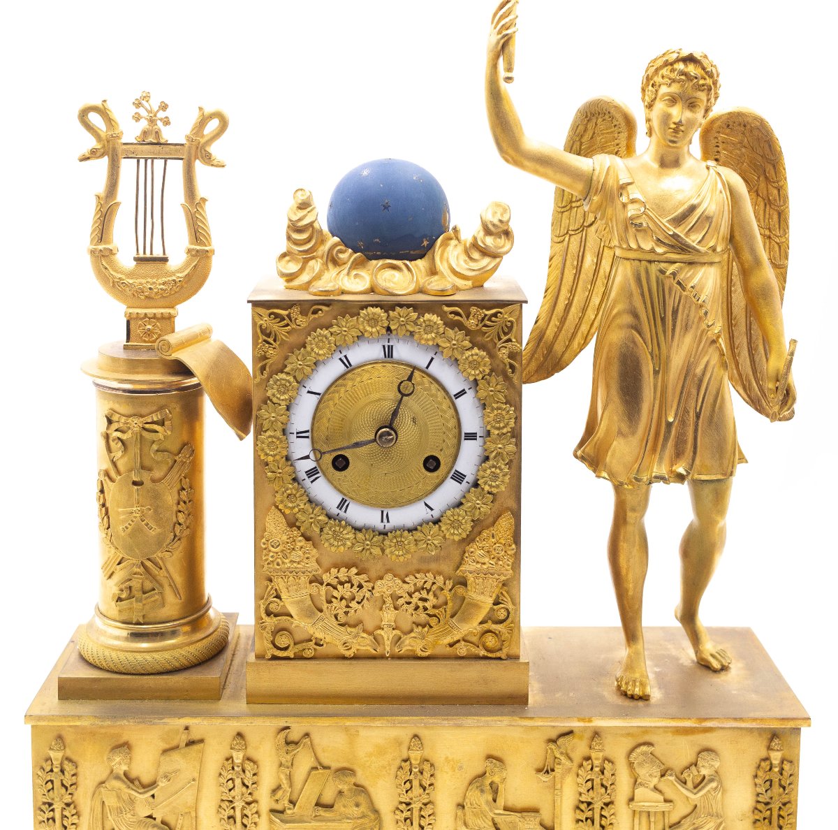 Orologio da tavolo in bronzo dorato, Impero, Epoca XIX Secolo-photo-3