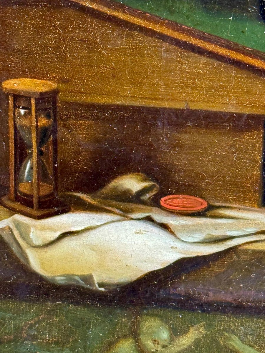 Seguace di Gerard Dou, “Vecchio maestro di scuola”, Epoca fine '800-photo-1