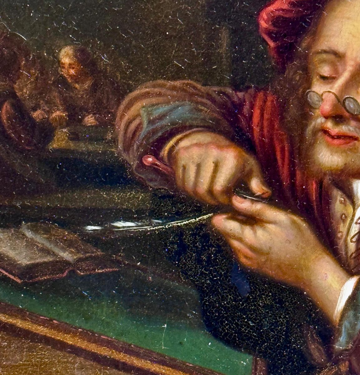 Seguace di Gerard Dou, “Vecchio maestro di scuola”, Epoca fine '800-photo-2