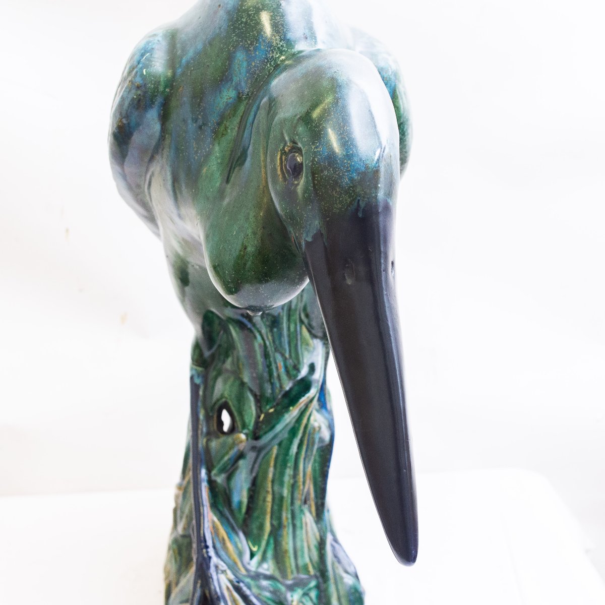 Scultura grandezza naturale in ceramica smaltata verde e blu, Anni '70-photo-6