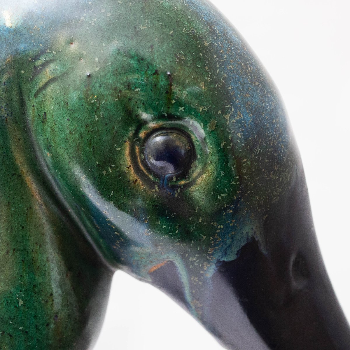 Scultura grandezza naturale in ceramica smaltata verde e blu, Anni '70-photo-8