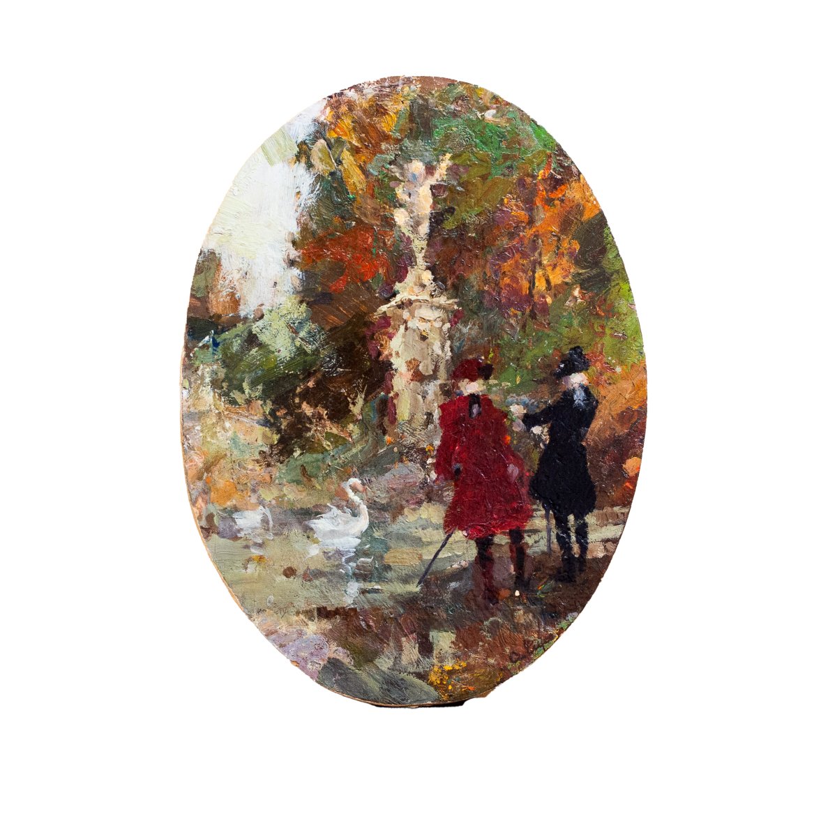 Alessandro Lupo, "Passeggiata al Parco d’Autunno”, firmato, Epoca '900-photo-1