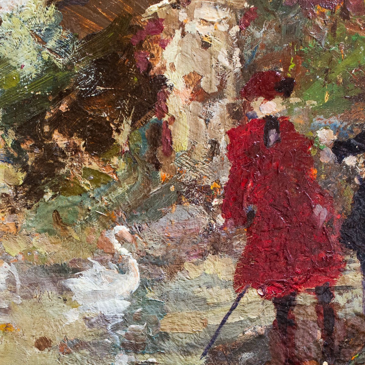 Alessandro Lupo, "Passeggiata al Parco d’Autunno”, firmato, Epoca '900-photo-4