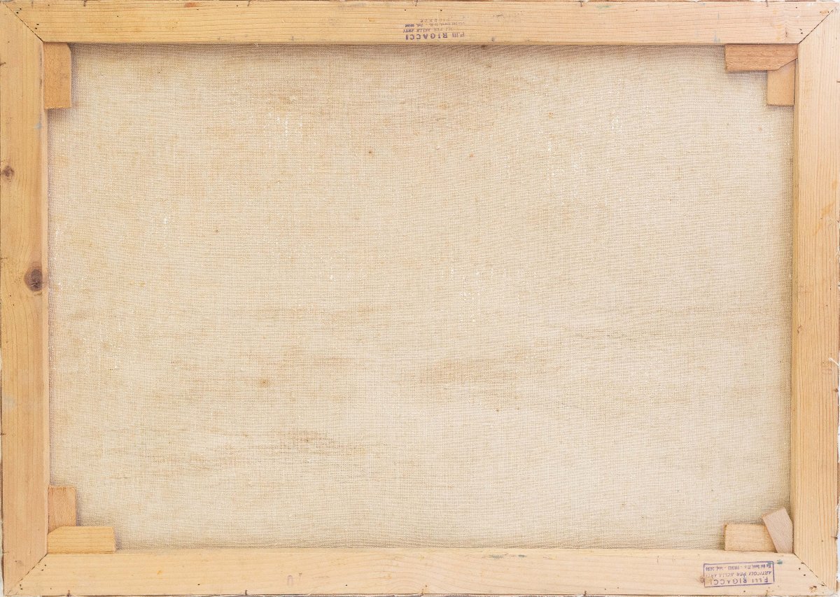 Luigi Zuccheri, “Laguna al crepuscolo”, olio su tela, Epoca '900-photo-4