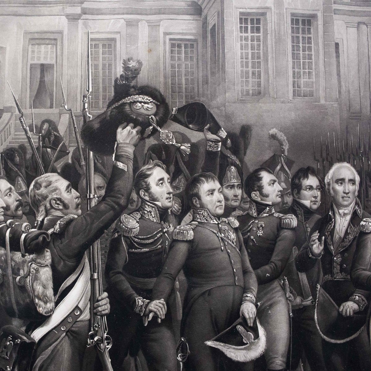 "Adieux de Fontainebleau", incisione acquatinta, Epoca '800-photo-3
