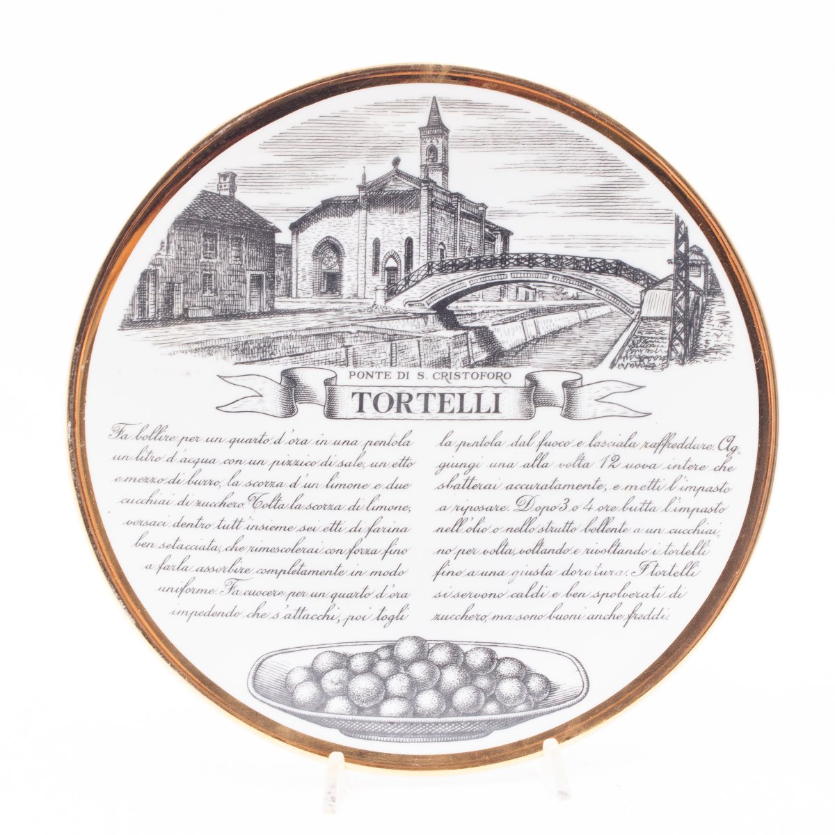 Piero Fornasetti,  Set di Otto Piatti, Porcellana "Specialità Milanesi", 1960-photo-2