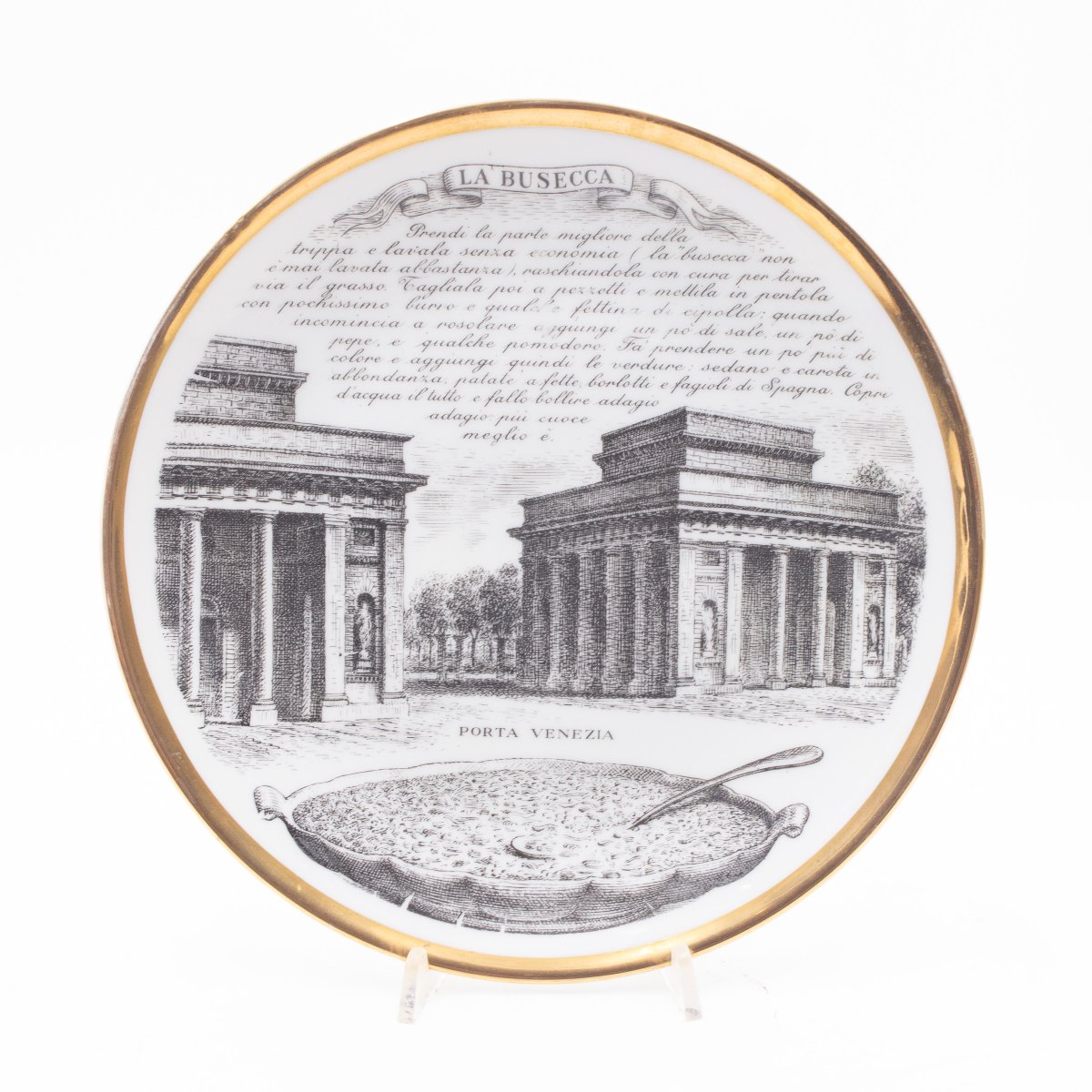 Piero Fornasetti,  Set di Otto Piatti, Porcellana "Specialità Milanesi", 1960-photo-3
