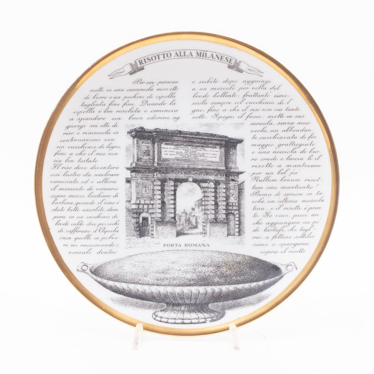 Piero Fornasetti,  Set di Otto Piatti, Porcellana "Specialità Milanesi", 1960-photo-4