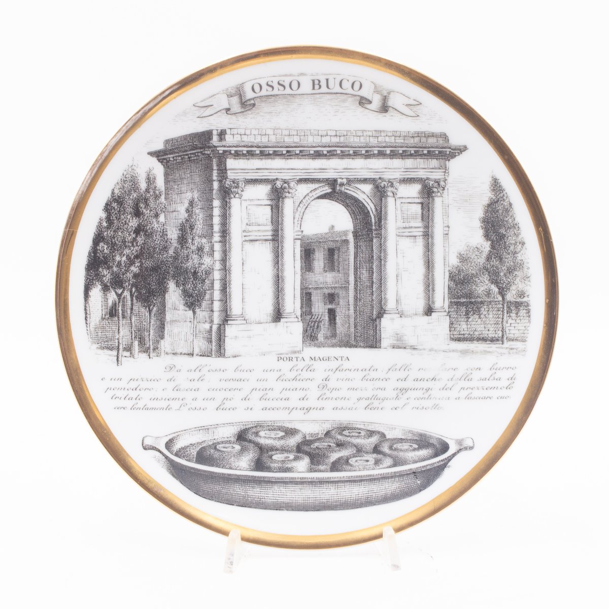 Piero Fornasetti,  Set di Otto Piatti, Porcellana "Specialità Milanesi", 1960-photo-7