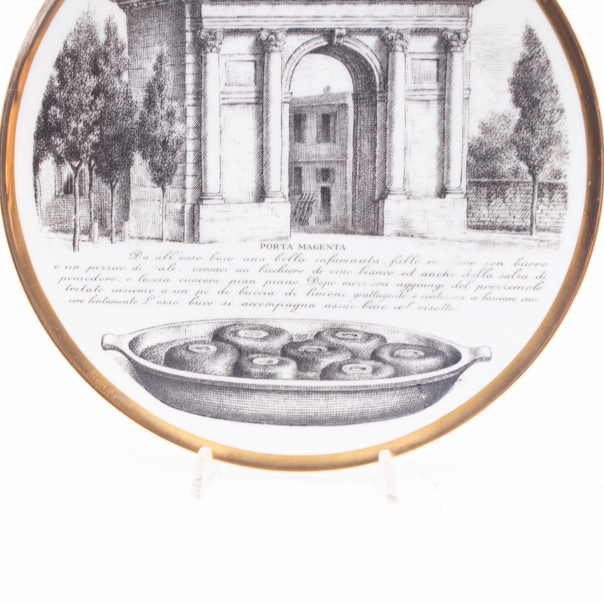 Piero Fornasetti,  Set di Otto Piatti, Porcellana "Specialità Milanesi", 1960-photo-8