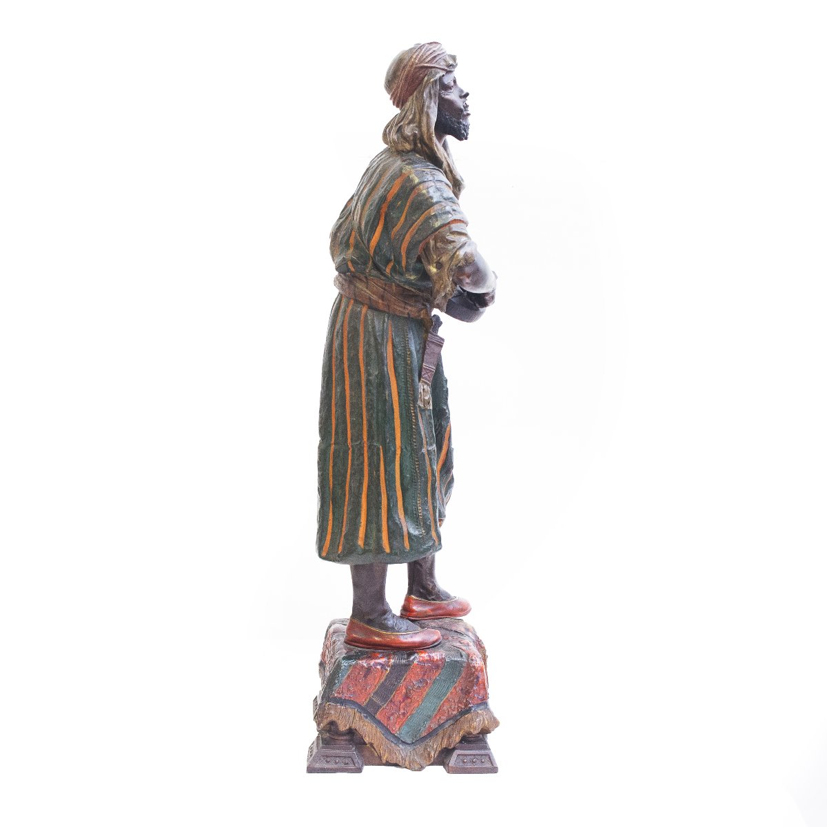 Scultura bronzo policromo, "Musicante", Epoca XIX secolo-photo-2
