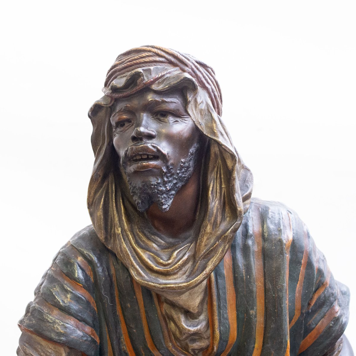 Scultura bronzo policromo, "Musicante", Epoca XIX secolo-photo-3
