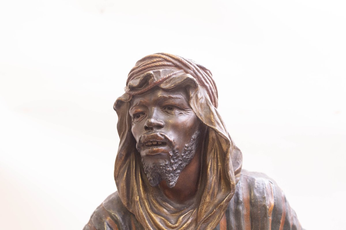 Scultura bronzo policromo, "Musicante", Epoca XIX secolo-photo-7