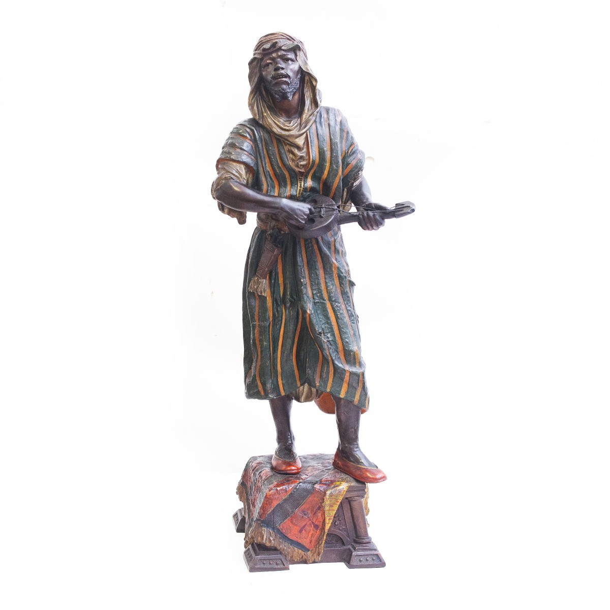Scultura bronzo policromo, "Musicante", Epoca XIX secolo