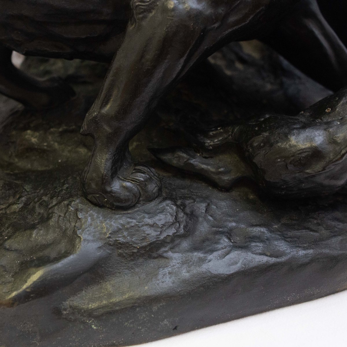 Edmond Masson, “Gruppo di Leoni", bronzo, firmato, metà del XIX secolo-photo-4