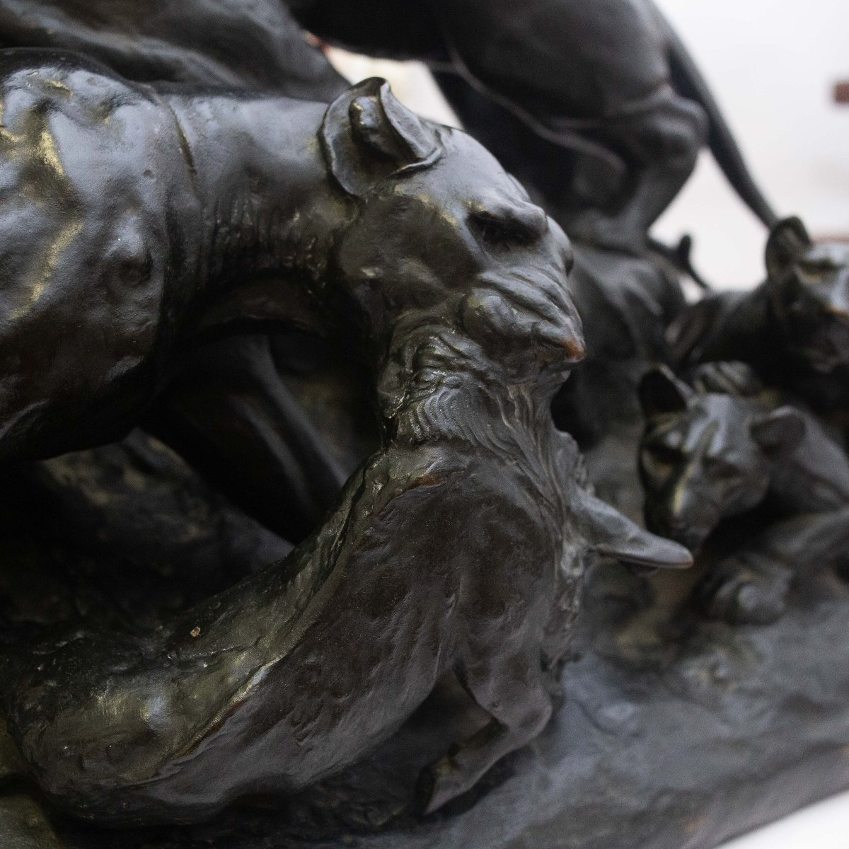 Edmond Masson, “Gruppo di Leoni", bronzo, firmato, metà del XIX secolo-photo-6