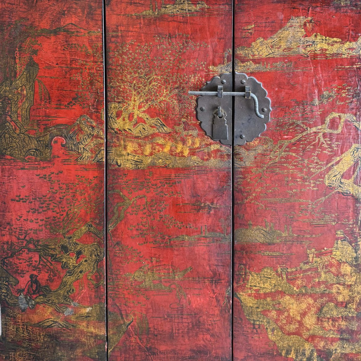 Armadio a due ante, Origine Cina, legno laccato – Epoca metà '900-photo-1