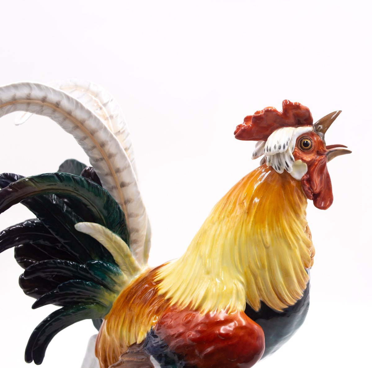 Ceramica Meissen, "Gallo su catasta di legna", Fine '800 Primi '900-photo-4