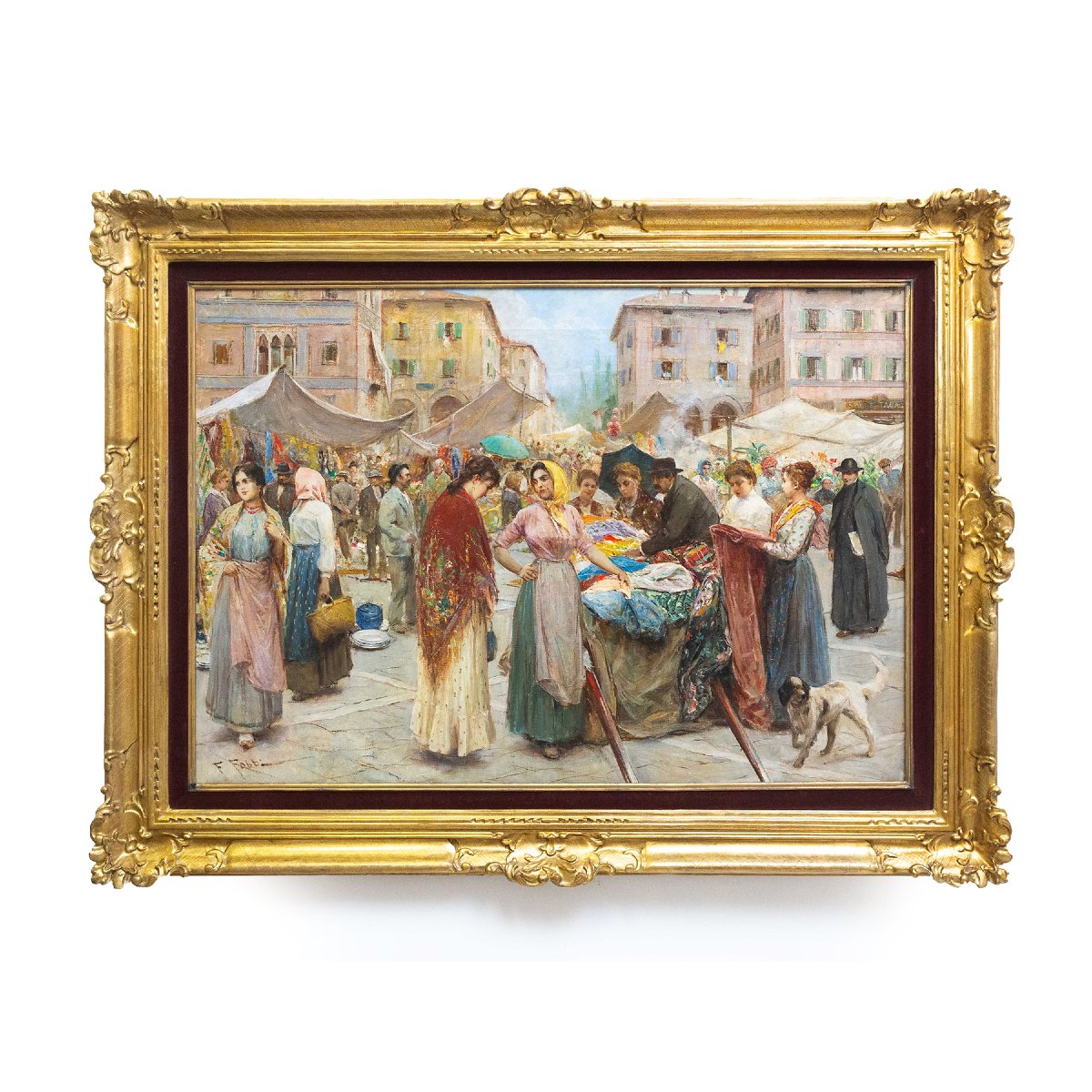 Fabio Fabbi, "I Merciai", olio su tela, firmato, 1922-photo-3