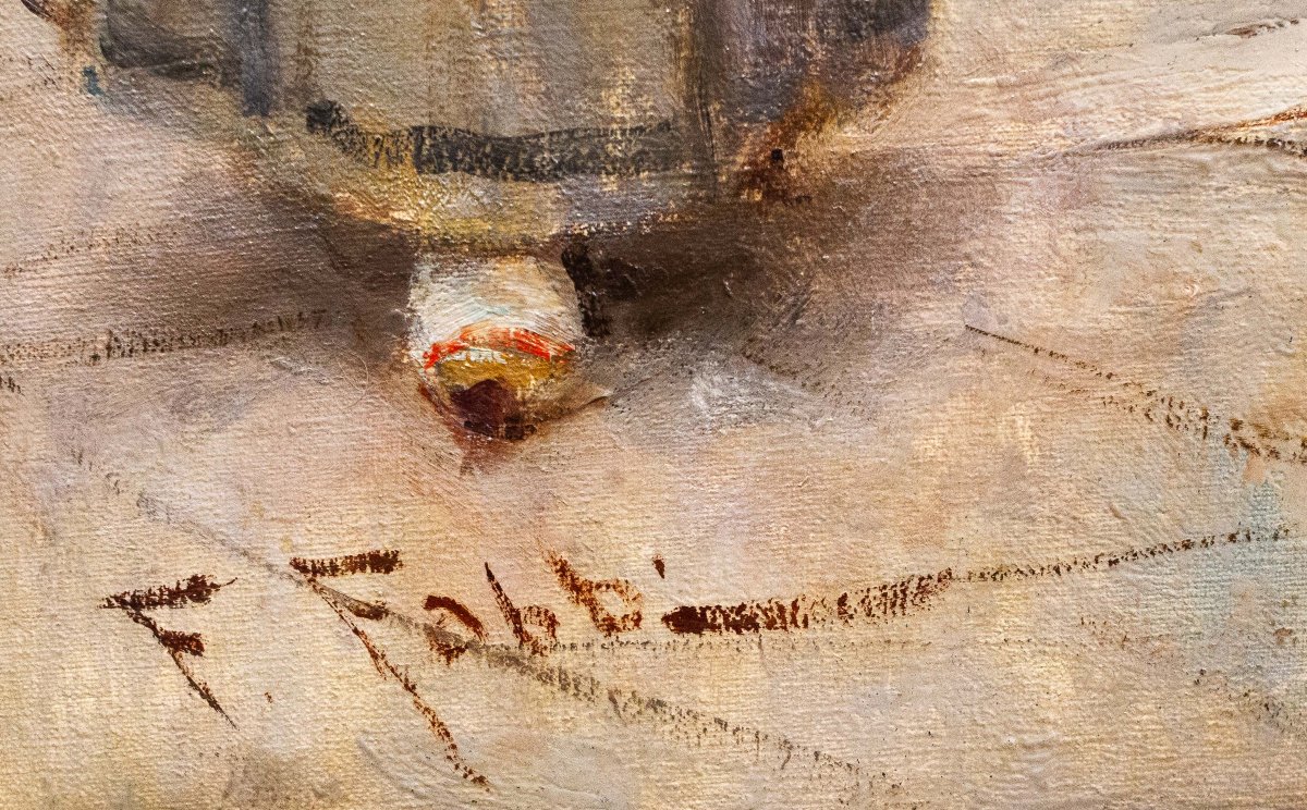 Fabio Fabbi, "I Merciai", olio su tela, firmato, 1922-photo-4