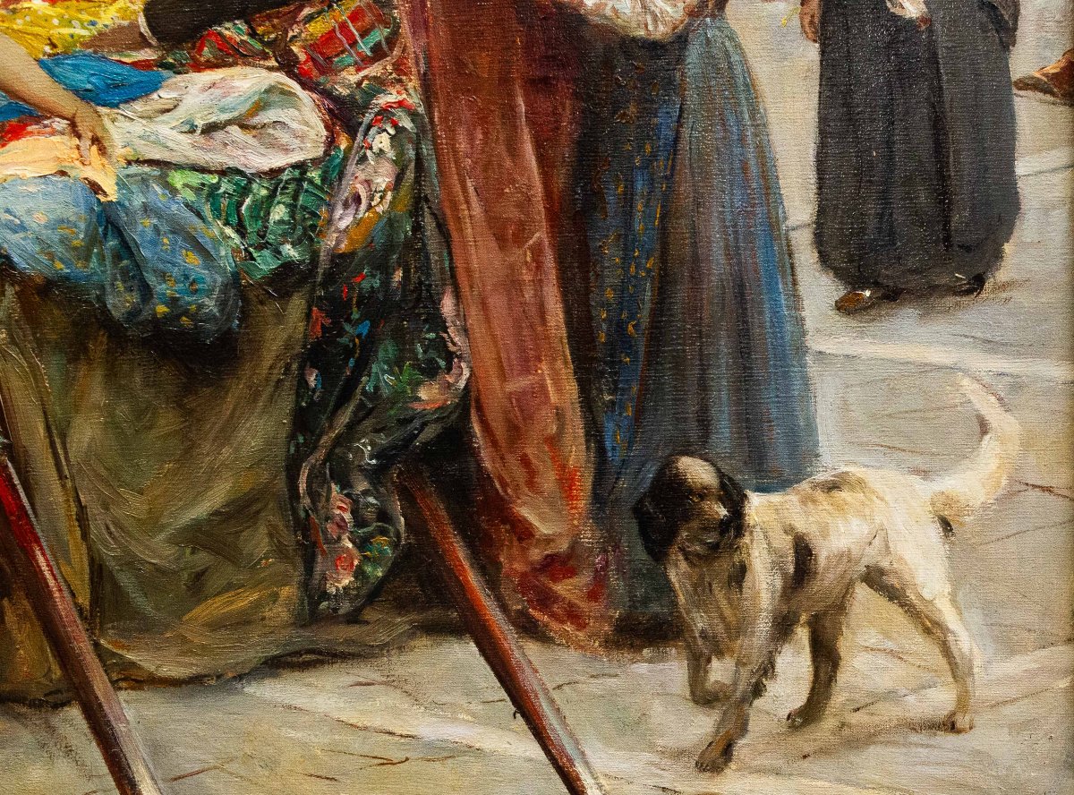 Fabio Fabbi, "I Merciai", olio su tela, firmato, 1922-photo-3