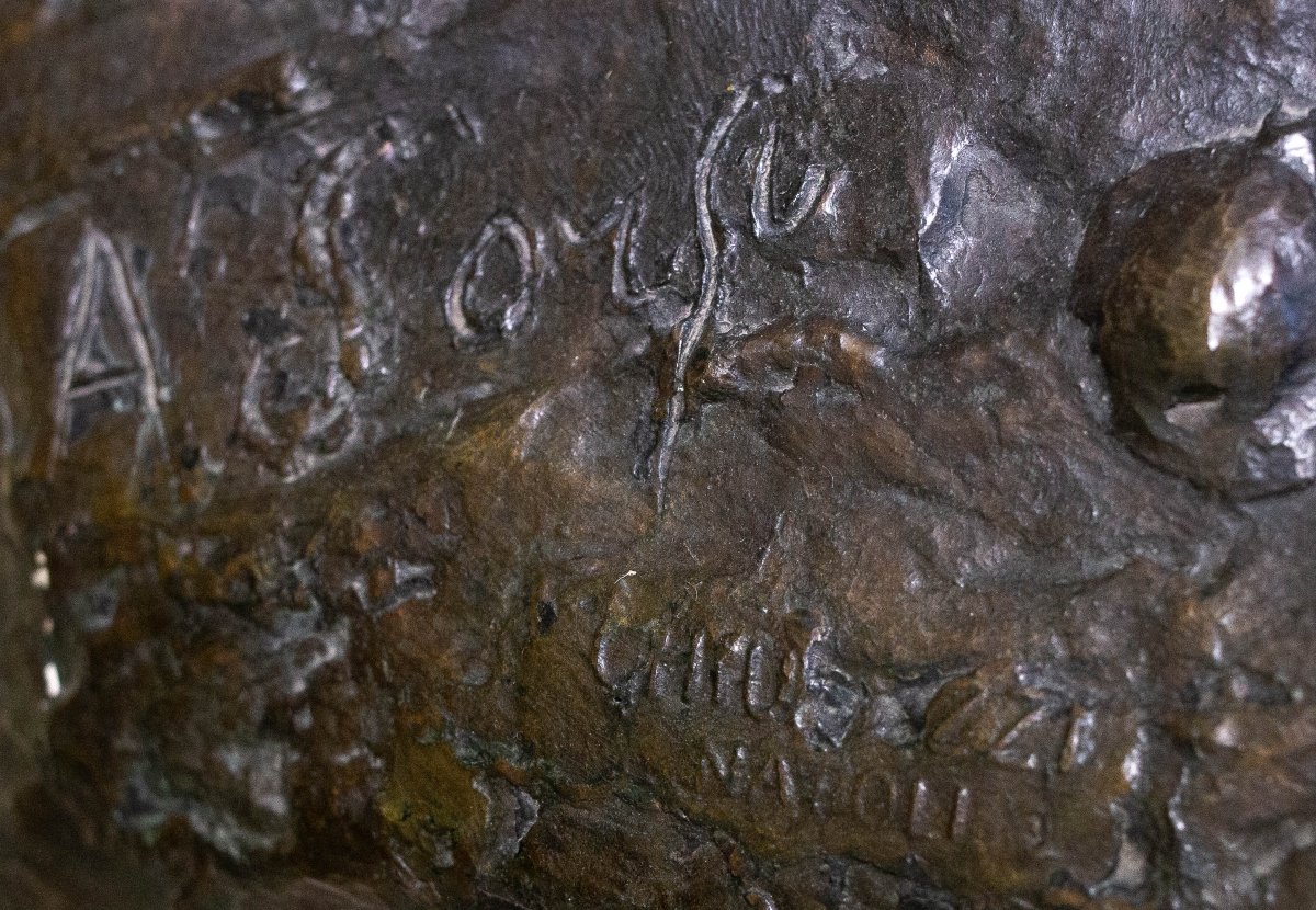 Achille D'Orsi, "A Posillipo", in bronzo, base marmo, firmato, Epoca Fine '800-photo-4