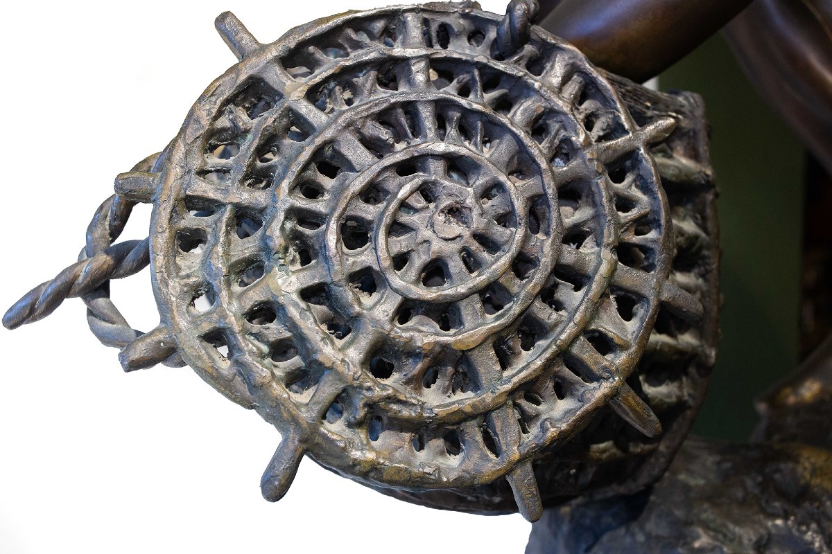 Achille D'Orsi, "A Posillipo", in bronzo, base marmo, firmato, Epoca Fine '800-photo-2