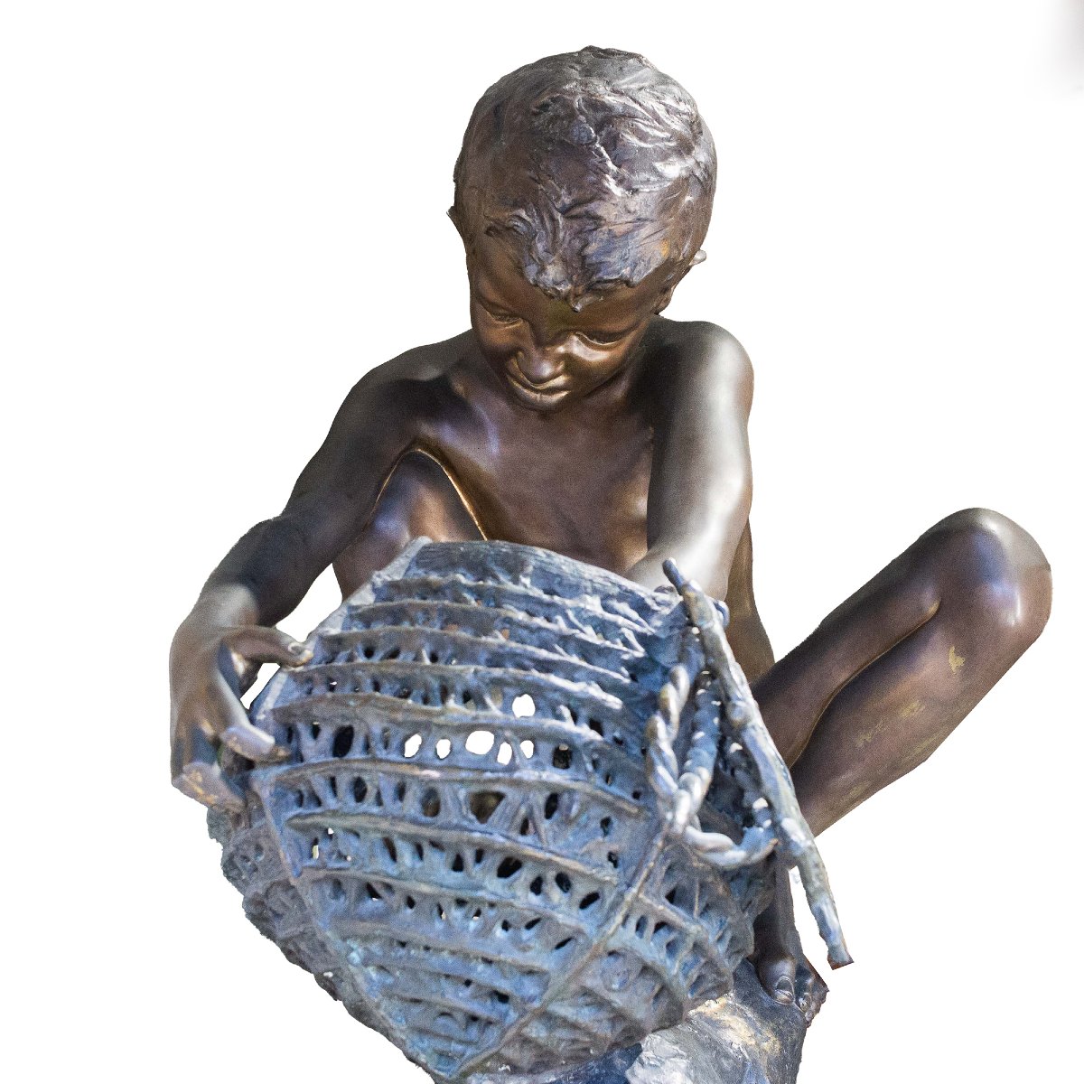 Achille D'Orsi, "A Posillipo", in bronzo, base marmo, firmato, Epoca Fine '800-photo-5