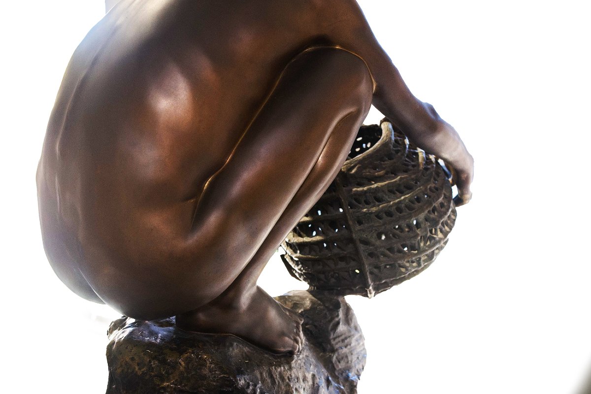 Achille D'Orsi, "A Posillipo", in bronzo, base marmo, firmato, Epoca Fine '800-photo-8