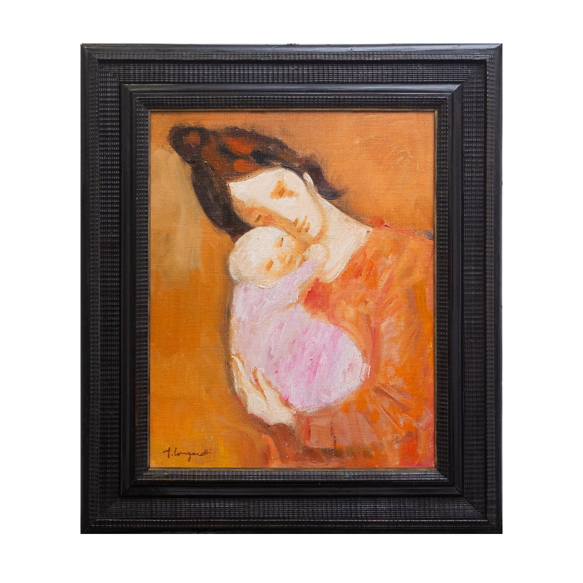 Trento Longaretti, « Maternité », huile sur toile, signée, 1989-photo-2