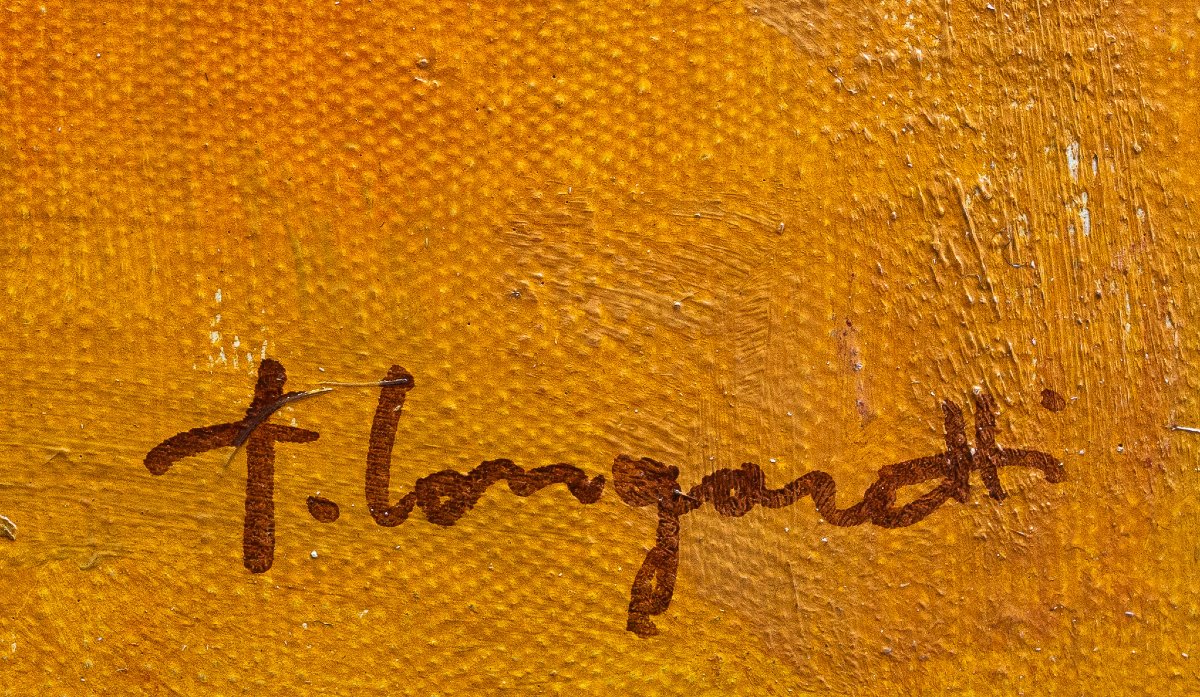 Trento Longaretti, « Maternité », huile sur toile, signée, 1989-photo-3