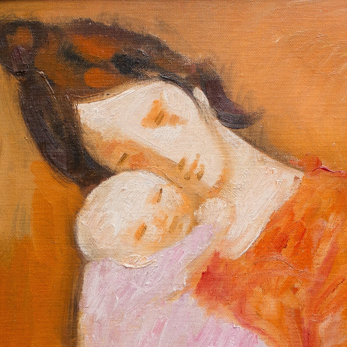 Trento Longaretti, « Maternité », huile sur toile, signée, 1989-photo-1