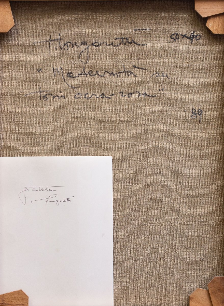 Trento Longaretti, « Maternité », huile sur toile, signée, 1989-photo-5