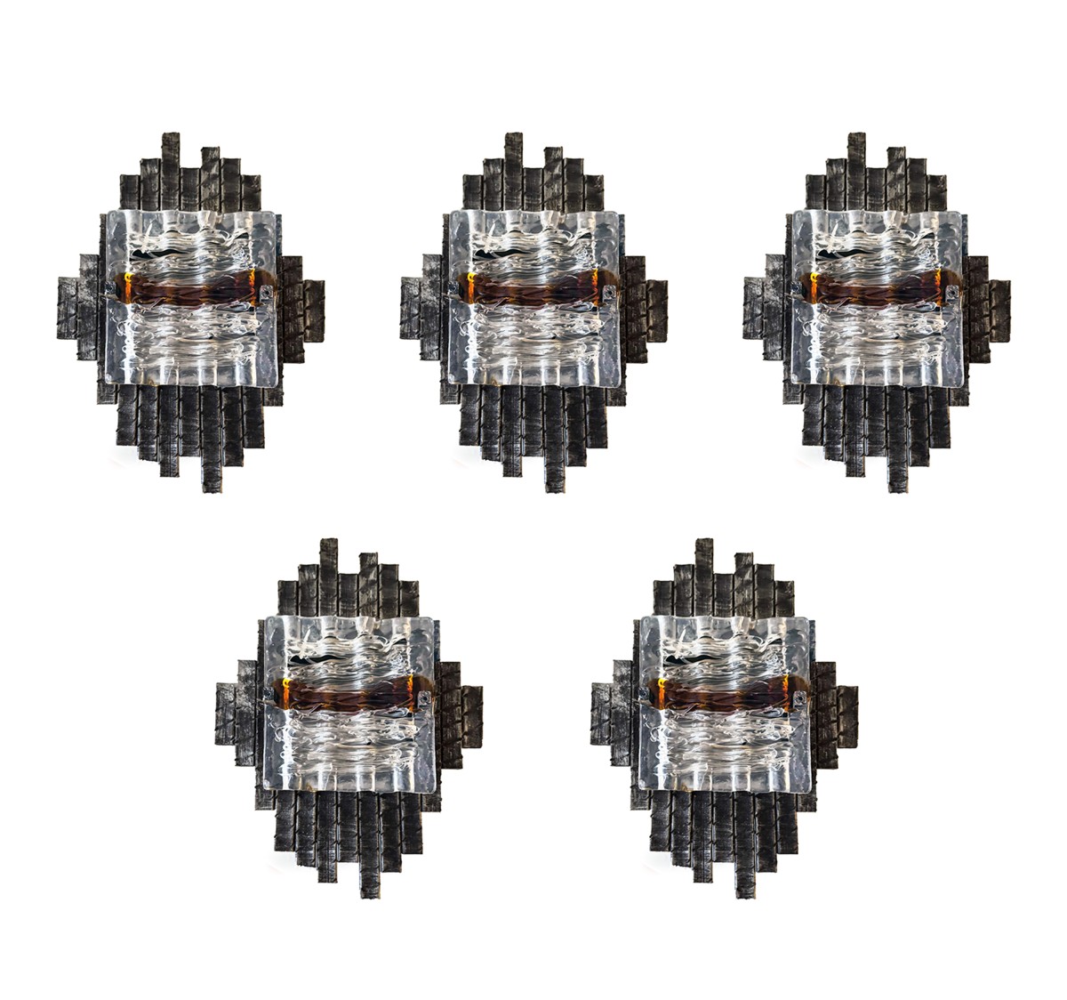 Set di 5 Aplique in stile Brutalista, Murano, Anni '60