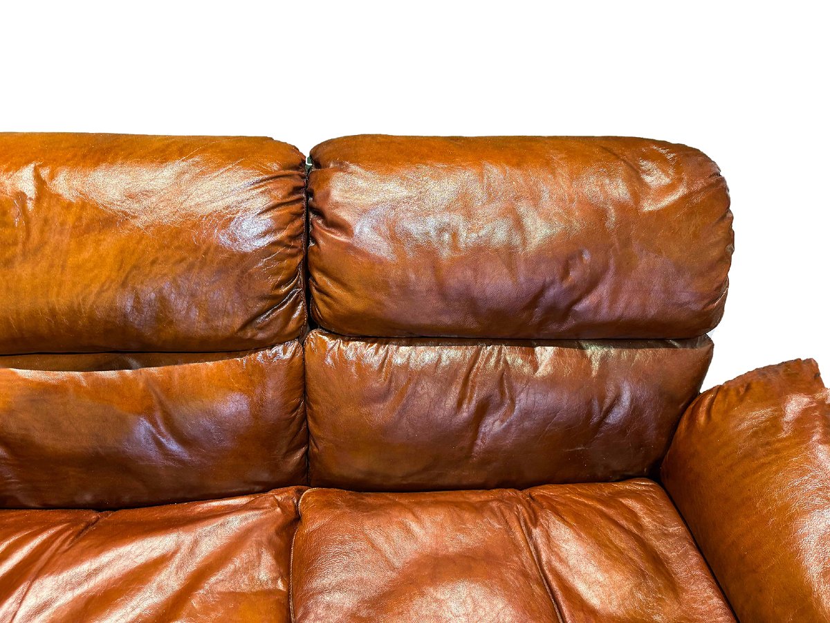 Coppia di divani in pelle, Saporiti Italia, anni ’70-photo-6