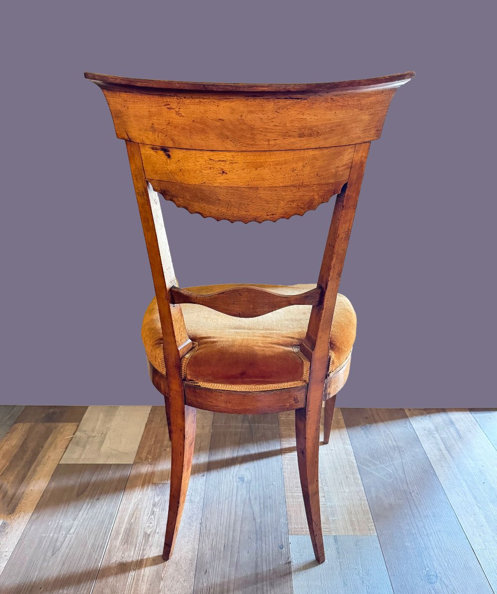 Gruppo di 4 sedie in noce, Stile Direttorio, fine del XVIII secolo-photo-4
